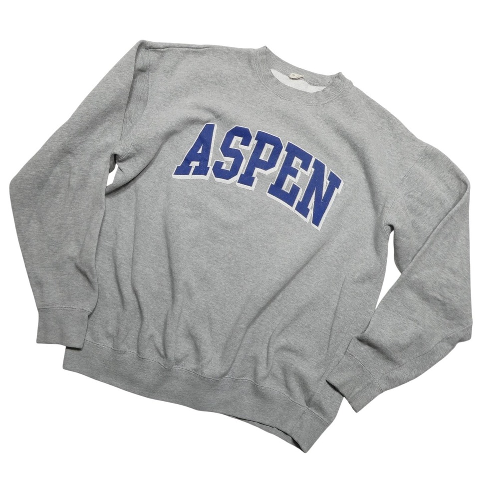 John Galt Aspen Colorado Sweatshirt Womens XL Gray Ski Graphic Fleece Crewneck